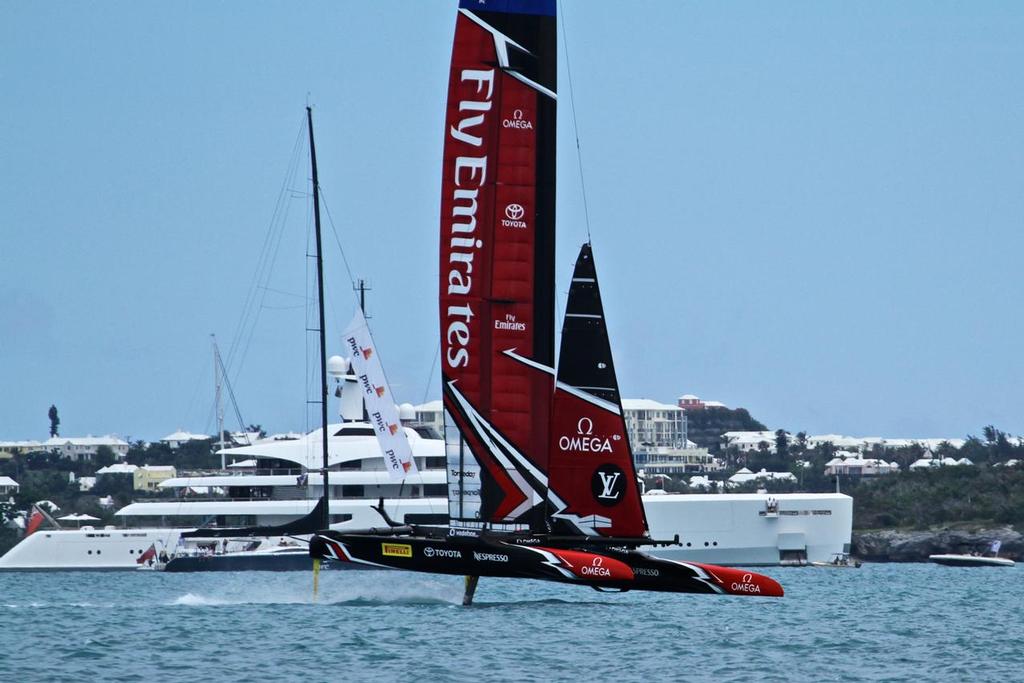 Emirates Team New Zealand - Match, Day  3 - passes Ernesto Bertarelli's Vava - 35th America's Cup  - Bermuda  June 24, 2017 photo copyright Richard Gladwell www.photosport.co.nz taken at  and featuring the  class
