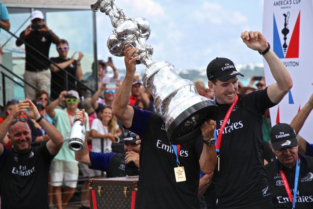 Peter Burling with the America's Cup - America's Cup 2017, June 26, 2017 - Great Sound Bermuda photo copyright Richard Gladwell www.photosport.co.nz taken at  and featuring the  class