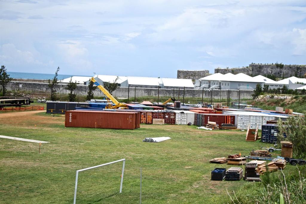 Container base backs onto Bermuda's prison - Bermuda, June 28, 2017 © Richard Gladwell www.photosport.co.nz