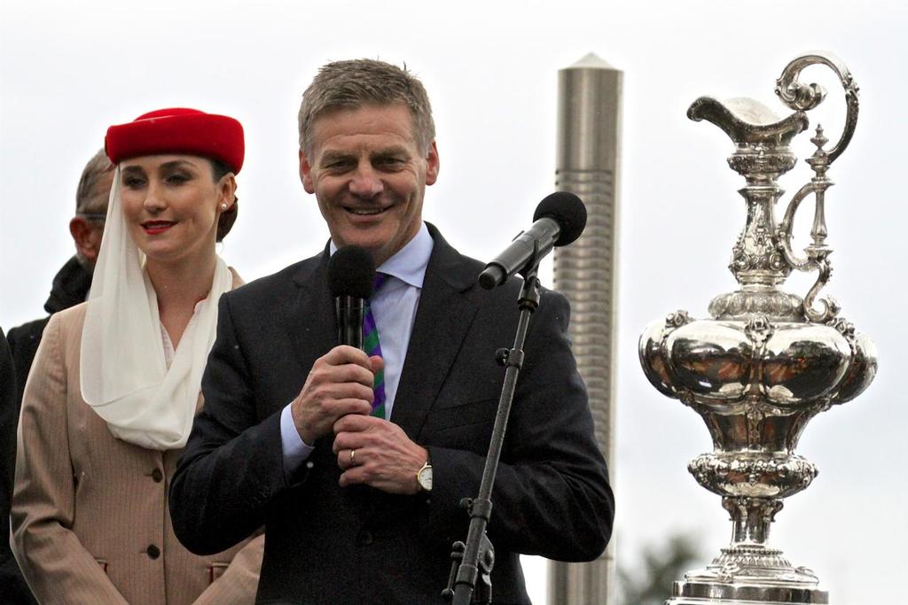 Emirates Team New Zealand - Prime Minister Bill English -Parade in  Auckland,   July 6, 2017 © Richard Gladwell www.photosport.co.nz