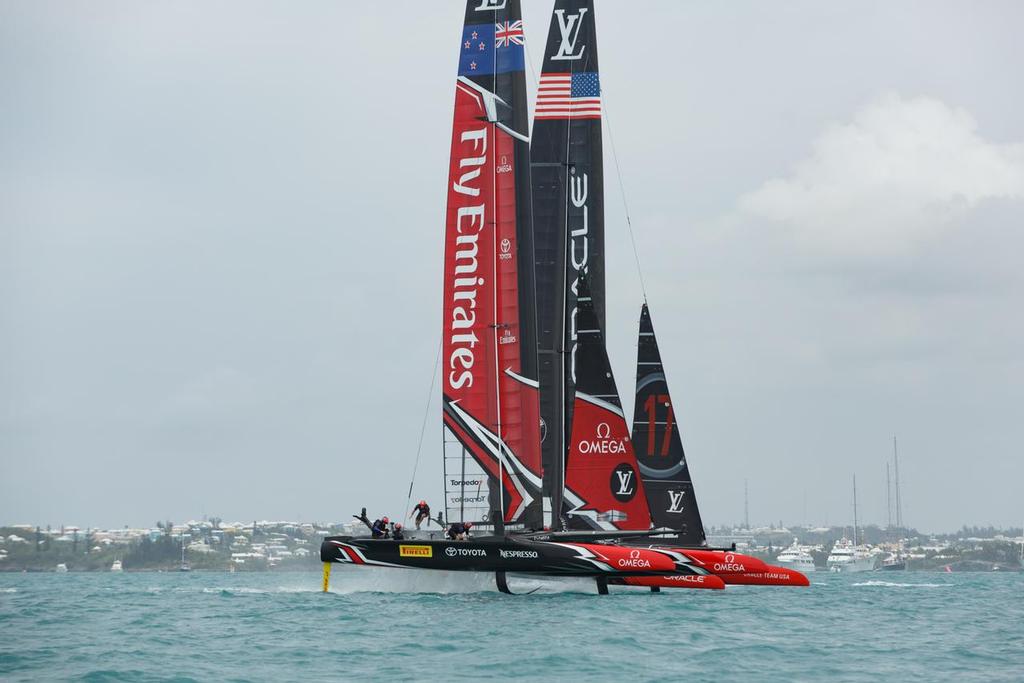 03/06/17 Emirates Team New Zealand sailing on Bermuda's Great Sound in the Louis Vuitton America's Cup Qualifiers <br />
Round Robin 2 - Race 12 - Oracle Team USA (USA)  vs. Emirates Team New Zealand (NZL) <br />
 <br />
Copyright: Richard Hodder / Emirates Team New Zealand © Richard Hodder/Emirates Team New Zealand