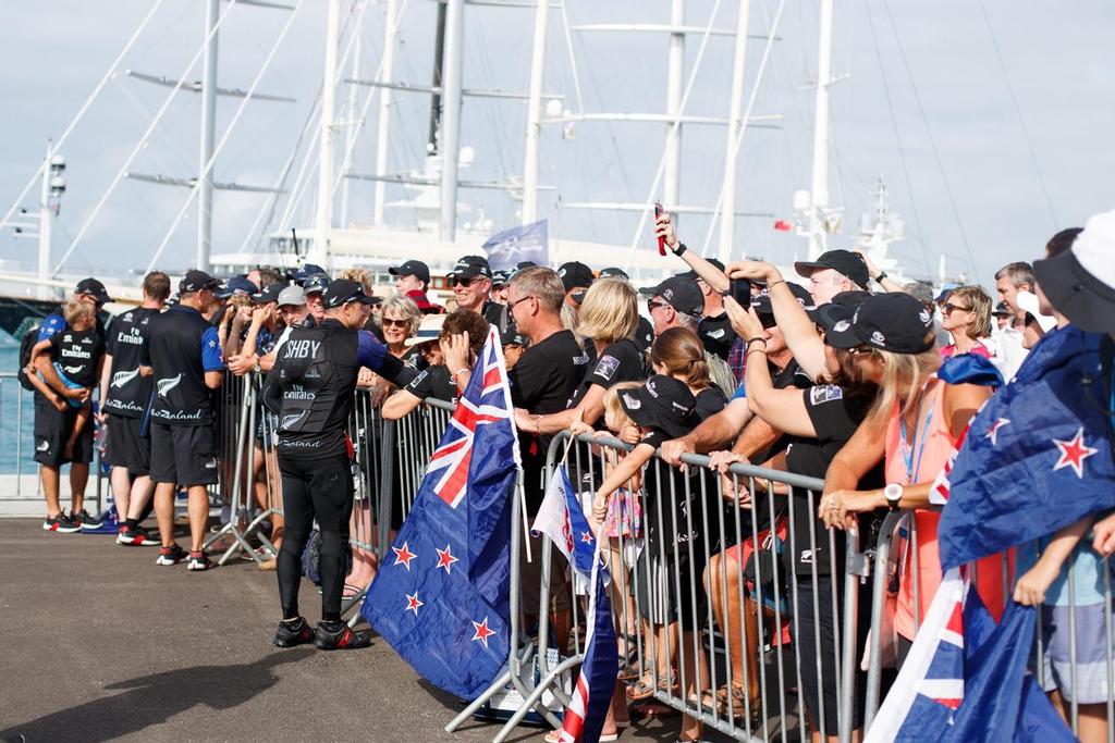 Emirates Team New Zealand base after sailing on Bermuda's Great Sound in the Louis Vuitton America's Cup Challenger Playoffs Semi-Finals<br />
<br />
Copyright: Richard Hodder / Emirates Team New Zealand © Richard Hodder/Emirates Team New Zealand