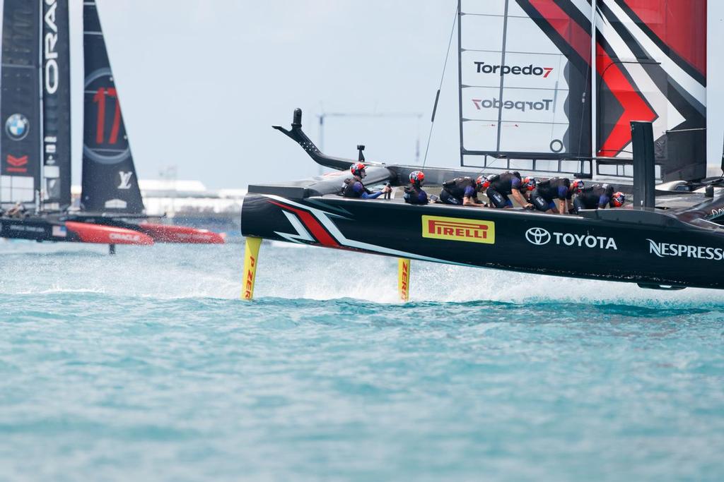 Louis Vuitton America's Cup Match Racing Day 1. Emirates Team New Zealand vs. Oracle Team USA races 1 & 2.  © Richard Hodder/Emirates Team New Zealand