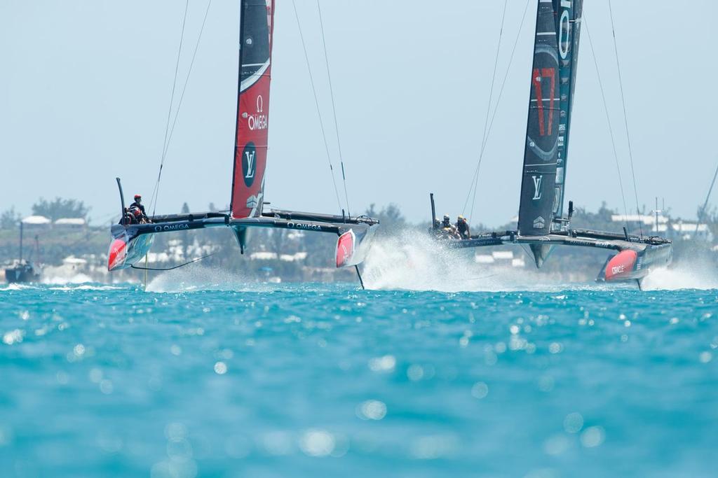 Louis Vuitton America's Cup Match Racing Day 2. Emirates Team New Zealand vs. Oracle Team USA races 3 & 4.  © Richard Hodder/Emirates Team New Zealand