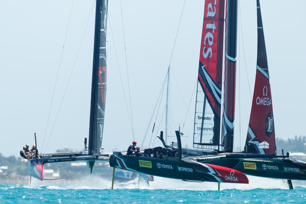 Louis Vuitton America's Cup Match Racing Day 2. Emirates Team New Zealand vs. Oracle Team USA races 3 & 4. photo copyright Richard Hodder/Emirates Team New Zealand taken at  and featuring the  class