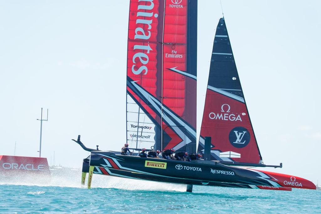 Louis Vuitton America's Cup Match Racing Day 2. Emirates Team New Zealand vs. Oracle Team USA races 3 & 4. photo copyright Richard Hodder/Emirates Team New Zealand taken at  and featuring the  class