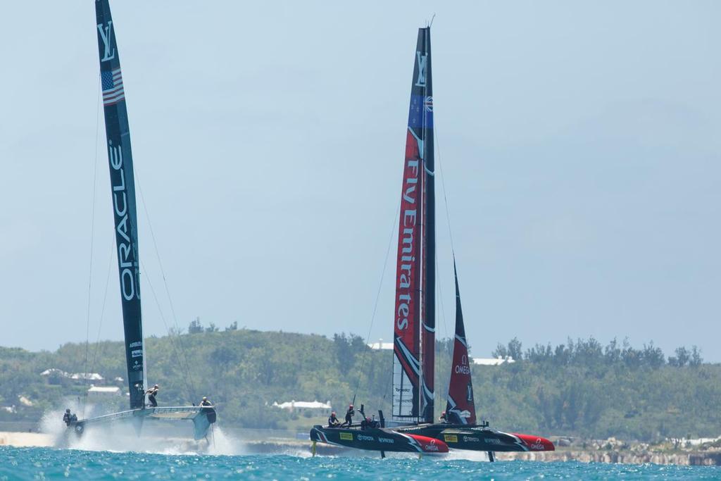 Louis Vuitton America's Cup Match Racing Day 2. Emirates Team New Zealand vs. Oracle Team USA races 3 & 4. photo copyright Richard Hodder/Emirates Team New Zealand taken at  and featuring the  class