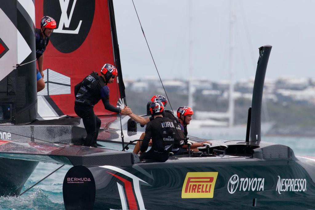 Louis Vuitton America's Cup Match Racing Day 3. Emirates Team New Zealand vs. Oracle Team USA races 5 & 6.  © Richard Hodder/Emirates Team New Zealand