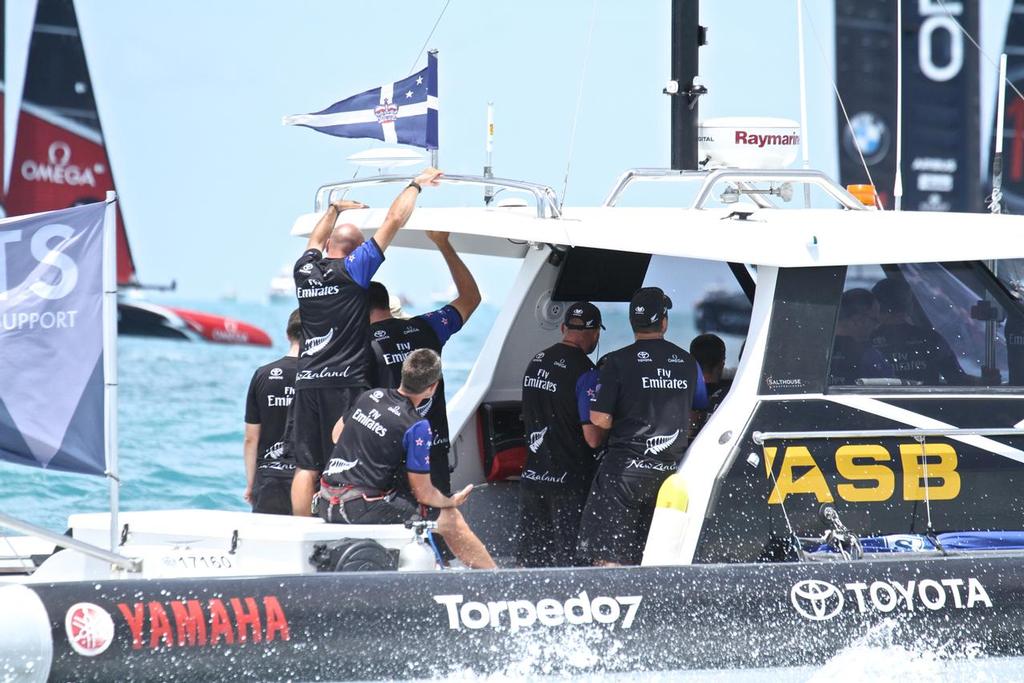 All eyes one way - Leg 1 - Emirates Team New Zealand - Match, Day  5 - Race 7 - 35th America's Cup  - Bermuda  June 26, 2017 photo copyright Richard Gladwell www.photosport.co.nz taken at  and featuring the  class