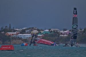 Emirates Team New Zealand Capsize - Day 11 - America's Cup 2017 photo copyright  Richard Smith taken at  and featuring the  class