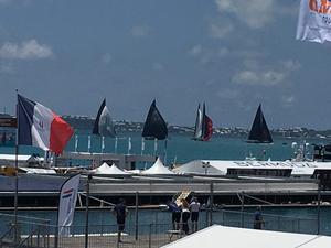 Beautiful J-Boats raced prior to the Cup Match.  This reminded us of the speed difference. photo copyright  Richard Smith taken at  and featuring the  class