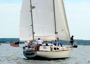 ‘Faith and Hope’Jim Putnam's  Northeast Mk1 38 ‘Faith and Hope’ has an all family crew. Jim, the grandfather, 71 right on to grandson Asahel, 10 years old... on the bow. The little yawl got a nice start in the Marion Bermuda Race photo copyright Talbot Wilson taken at  and featuring the  class