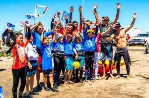 The Super Grom Slalom Racers with some help from Brian Metcalfe-Perez, Wyatt Miller, Jason Voss, Alex Martens and Darren Rogers. - Day 2 - Rio Vista Grand Slam 2017 photo copyright International Windsurfing Tour taken at  and featuring the  class