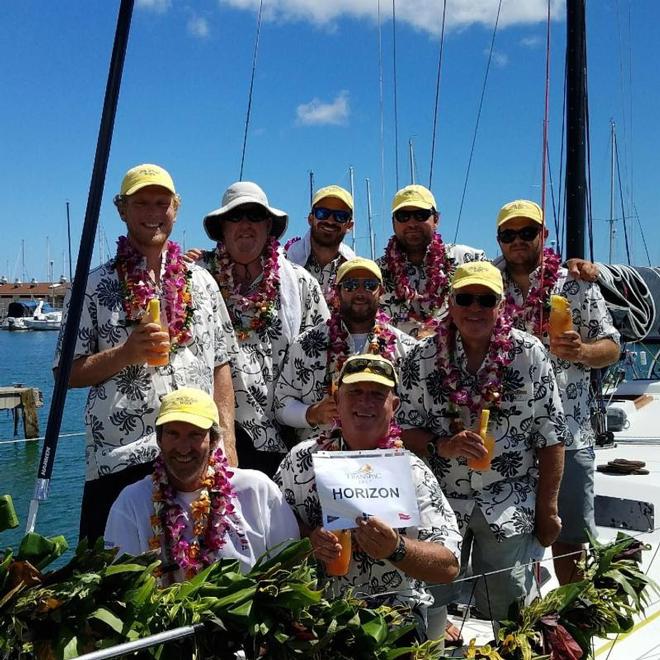 Horizon in the Ala Wai, claiming the prize - 2017 Transpac © Todd Rasmussen / TPYC
