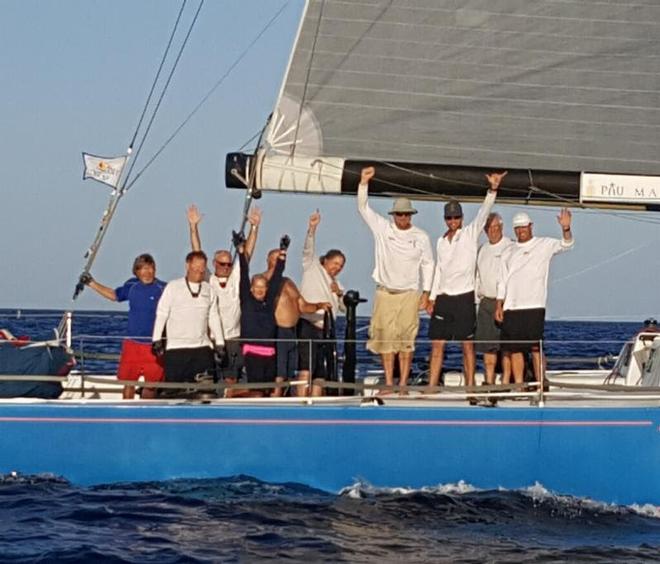 Medicine Man giving a wave at their dawn finish  - 2017 Transpac Race © Betsy Crowfoot/Ultimate Sailing