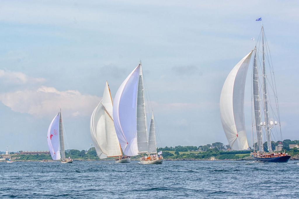 Close racing on day 2 produced a parade of sail heading back into Newport Harbor  - Candy Store Cup © John Lincourt