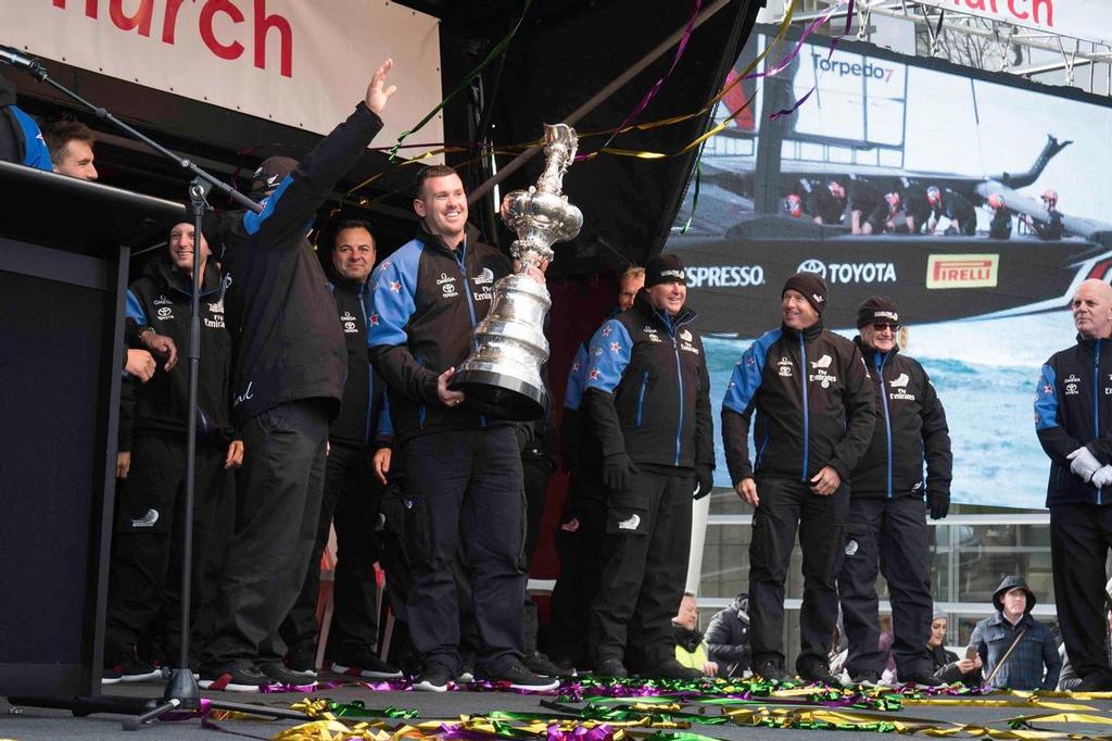 Emirates Team New Zealand are welcomed into Christchurch - a warm welcome on a very cold day © Emirates Team New Zealand http://www.etnzblog.com