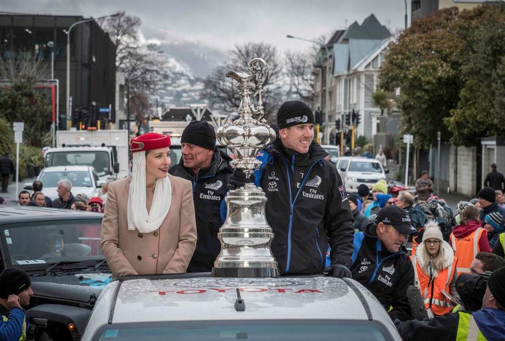 Emirates Team New Zealand are welcomed into Christchurch © Emirates Team New Zealand http://www.etnzblog.com