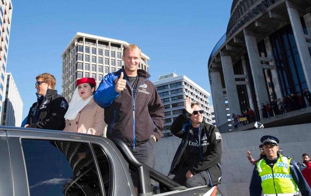 Olympic Finn sailor Josh Junior - Emirates Team New Zealand Parade in Wellington © Wellington City Council