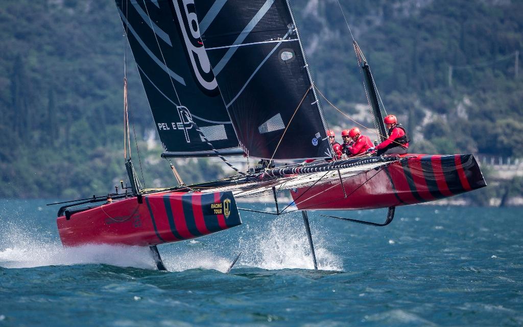 Federico Ferioli and his Código Rojo Racing Team crew learning the ropes at the GC32 Riva Cup. © Jesus Renedo / GC32 Racing Tour