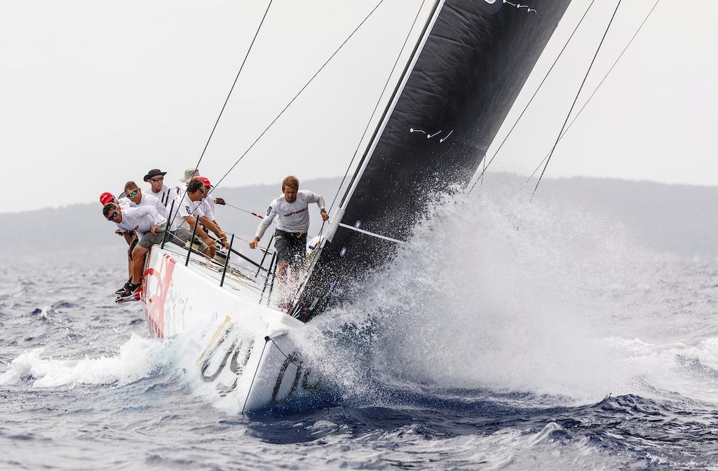 An easy win for Ergin’s Provezza in the first race of the day. - Puerto Portals 52 Super Series Sailing Week © Nico Martinez / 52 Super Series http://www.52superseries.com/