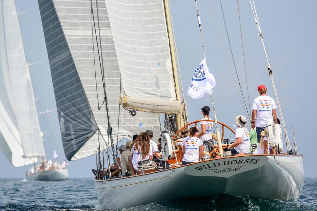 The Class B 23 m sloop Wild Horses ghosts into a fog bank on day 2 - Candy Store Cup © John Lincourt