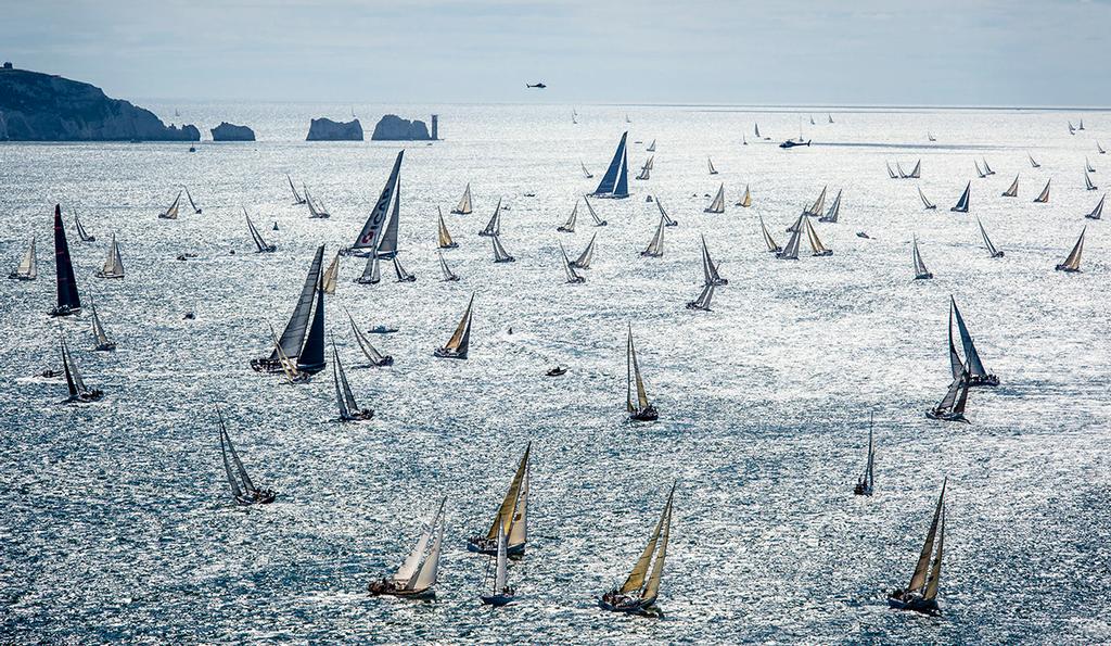 The 2013 Rolex Fastnet fleet leaving the Solent ©  Kurt Arrigo http://www.loropianasuperyachtregatta.com