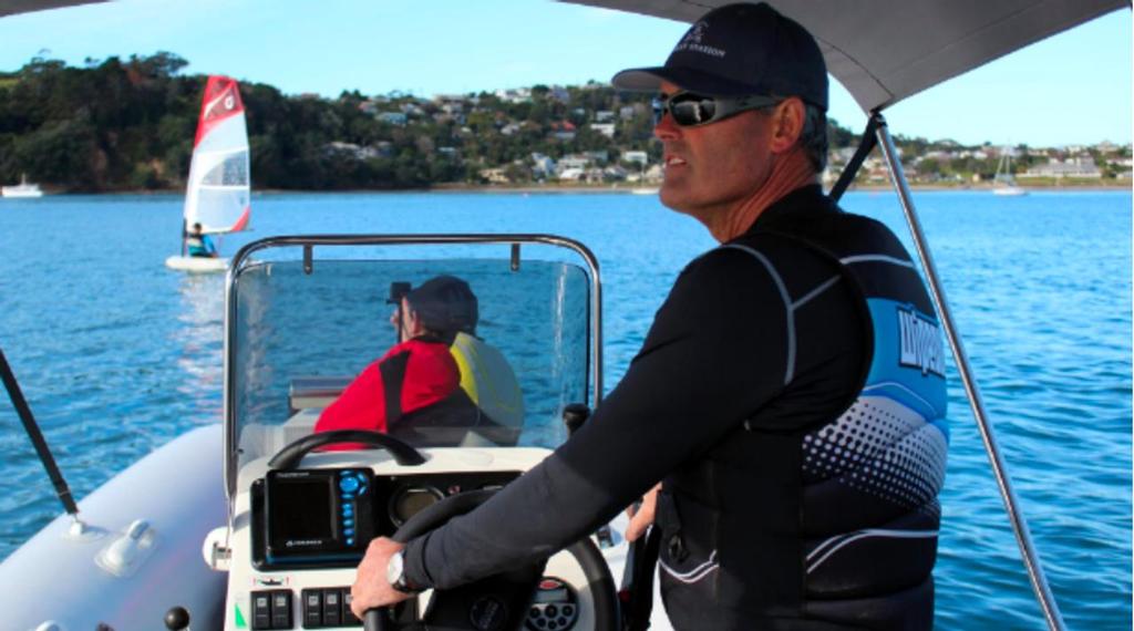 Russell Coutts keeps a watch on sailors at Manly. Photo: Jay Boreham / Rodney Times. © SW