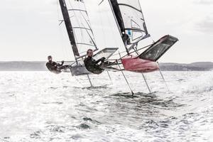 C-Tech sponsored sailors Dan Ward and Jim McMillan training for the Moth Worlds 2 - Dan Ward - photo copyright C-TECH http://www.c-tech.co.nz taken at  and featuring the  class