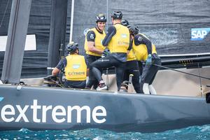 Despite finishing the Act in third position the Danish-flagged team jump to the top of the Series leaderboard in Barcelona - Extreme Sailing Series photo copyright Lloyd Images http://lloydimagesgallery.photoshelter.com/ taken at  and featuring the  class