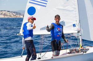 Telis Athanasopoulos/Yogo Dimitris Tassios (GRE) win gold in 420 Open Fleet – 420 Open European Championship photo copyright  Nikos Alevromytis taken at  and featuring the  class