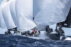 Farr 40s with their spinnakers hoisted, Rolex Farr 40 World Championship 2017. photo copyright  Rolex/ Kurt Arrigo http://www.regattanews.com taken at  and featuring the  class