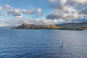The finish line at Diamond Head crater is one of the great iconic landmarks in all ocean racing - 2017 Transpac Race photo copyright Lauren Easley http://leialohacreative.com taken at  and featuring the  class