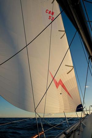 Kinetic's spinnaker illuminated with morning light - 2017 Transpac Race photo copyright Gaylean Sutcliffe / Kinetic V taken at  and featuring the  class
