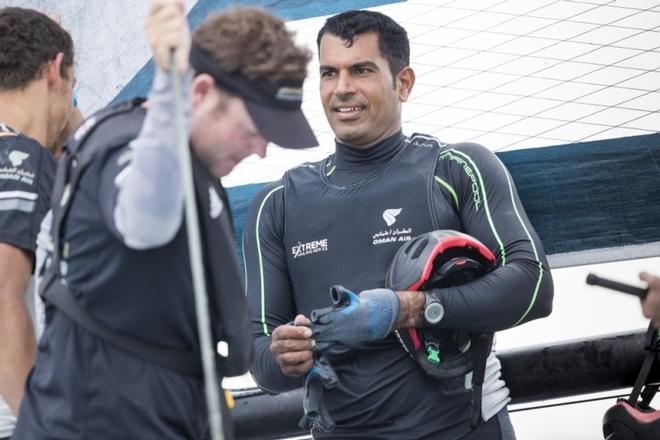 Extreme Sailing Series Barcelona - Act 4 – The Oman Air team celebrating the victory ©  Lloyd Images