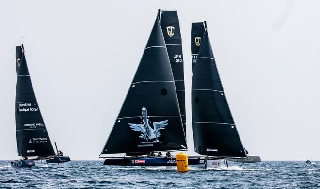 Day 2 – Mamma Aiuto! leads into the leeward gate at Copa del Rey MAPFRE © Jesus Renedo / GC32 Racing Tour