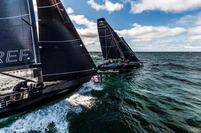 Team CEEREF starting next to the committee boat – RC44 Marstrand World Championship ©  Pedro Martinez / Martinez Studio / RC44