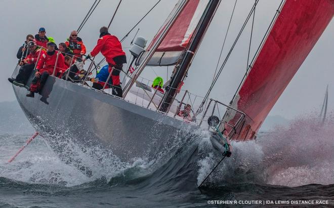 The modified Volvo 70 Warrior, co-skippered by Stephen Murray, Sr. and Stephen Murray, Jr. of Newport Orleans, La. won line honors and IRC division in the 2017 Ida Lewis Distance Race ©  Stephen Cloutier