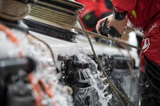 Onboard Dongfeng Race Team during Leg Zero – Volvo Ocean Race ©  Jeremie Lecaudey / Volvo Ocean Race