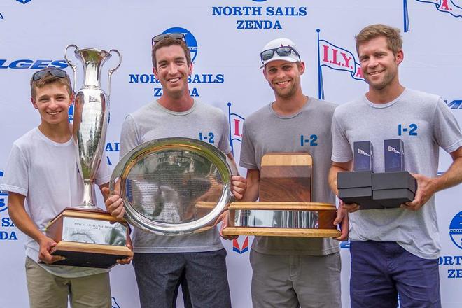 First Place, E Scow Inland Champions: Vincent Porter's I-2 with Coye Harrett, Corbett Porter, and Kyle Navin  - The Inland Championship ©  2017 Larry Kmiecik