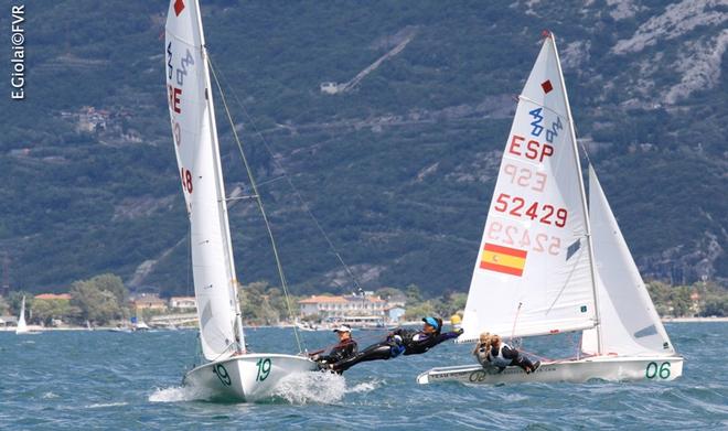 Ariadni-Papaskevi Spanaki and Myrto Papadopoulou (GRE) – Giulietta Lang and Tess Provenzal (ESP) – 420 and 470 Junior European Championship ©  Elena Giolai/Fraglia Vela Riva