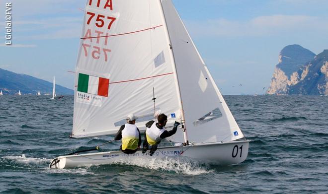Giacomo Ferrari and Giulio Calabro (ITA) – 420 and 470 Junior European Championship ©  Elena Giolai/Fraglia Vela Riva