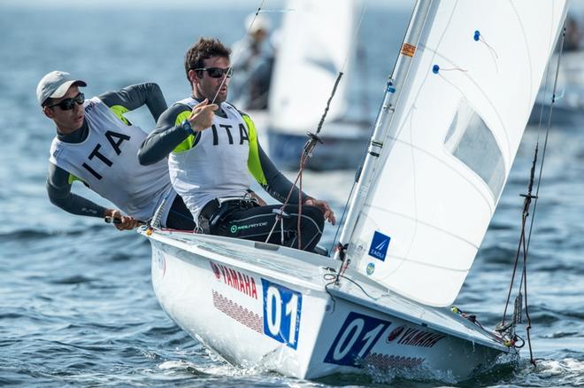 Giacomo Ferrari and Giulio Calabro (ITA) lead after two races – 470 Junior World Championships © Junichi Hirai/ Bulkhead magazine http://www.bulkhead.jp/