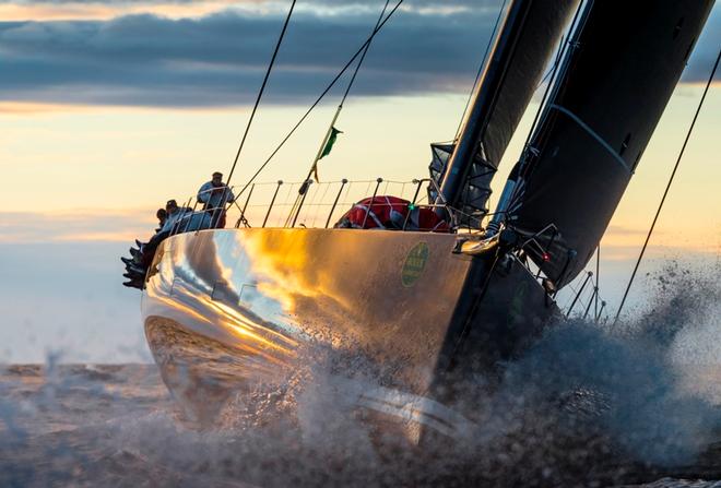 Nikata cuts through the waves on her approach to the Fastnet Rock – Rolex Fastnet Race © Quinag