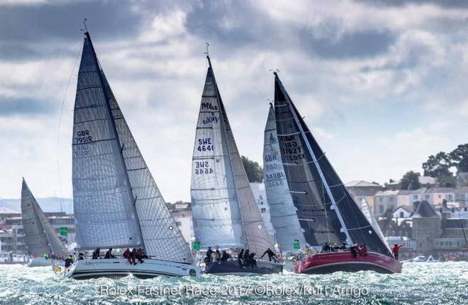 Ross Applebey's bright red Lightwave 48, Scarlet Oyster racing in IRC Two - Rolex Fastnet Race 2017 ©  Rolex/ Kurt Arrigo http://www.regattanews.com