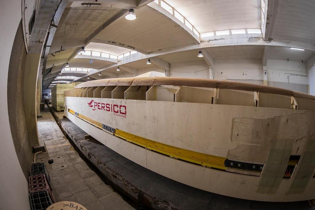 Super 60 Mock-up in the Boatyard, Lisbon, Portugal. Volvo Ocean Race 2017-18. photo copyright  Brian Carlin / Volvo Ocean Race taken at  and featuring the  class