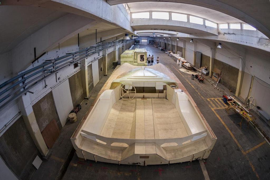 Super 60 Mock-up in the Boatyard, Lisbon, Portugal. Volvo Ocean Race 2017-18. photo copyright  Brian Carlin / Volvo Ocean Race taken at  and featuring the  class