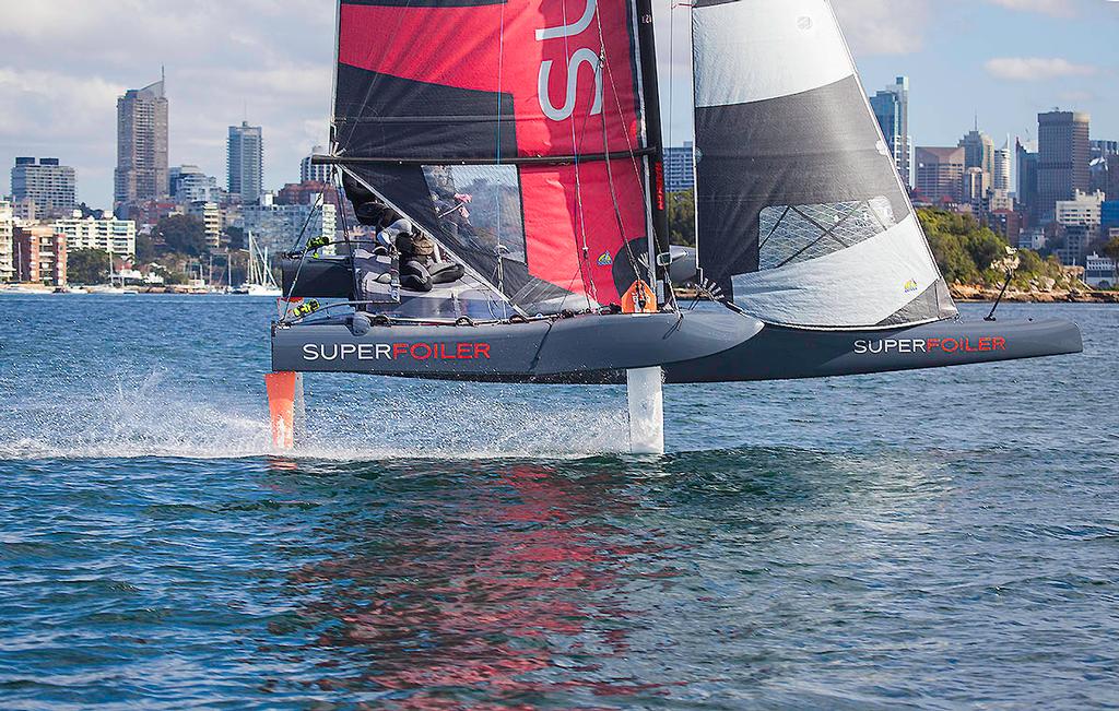 Foil design all locked in and cassette is just having the final mods to ensure safe passage and controllability at 40knots - SuperFoiler photo copyright  John Curnow taken at  and featuring the  class