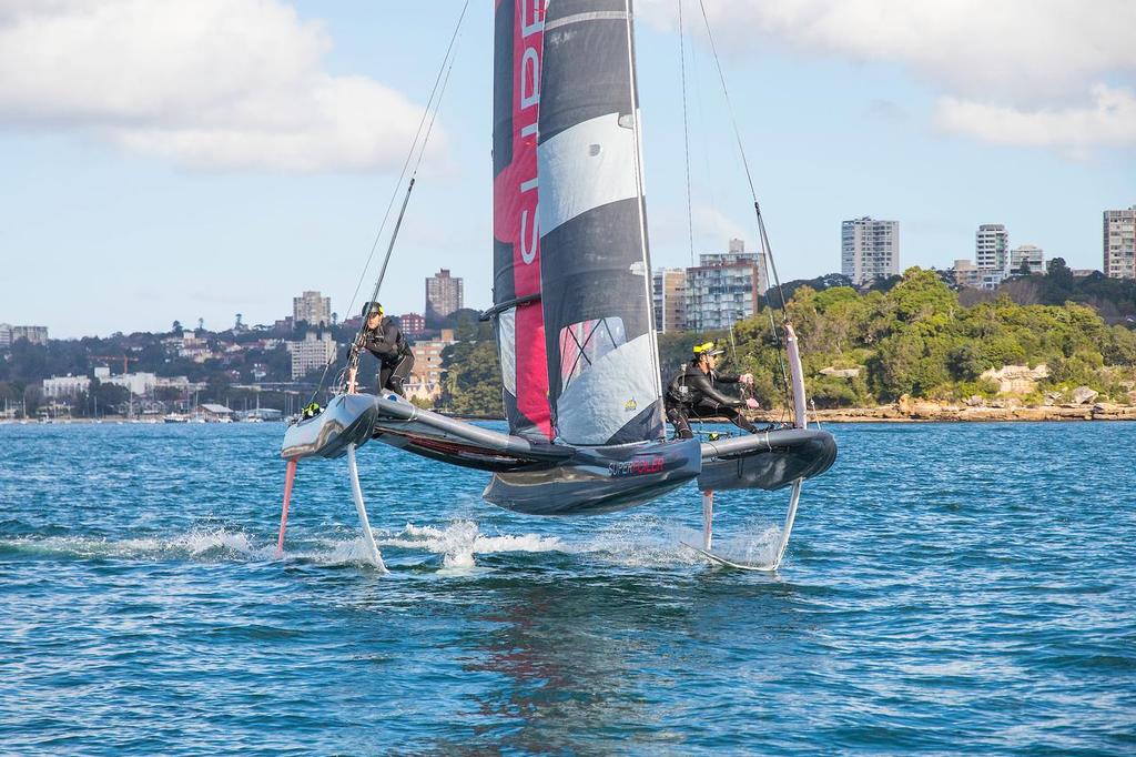 Gybing away on foils. - SuperFoiler photo copyright  John Curnow taken at  and featuring the  class