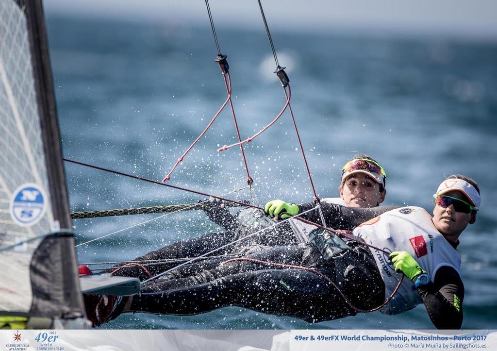 Olympic Gold Medalists, Martine Grael and Kahena Kunze (BRA) Race Day 3, 49erFx Worlds, Porto, Portugal © Maria Muina/Sailingshots